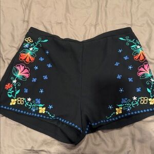 Xhilaration Black Floral Embroidered Shorts Size XL
